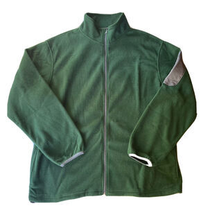 Haggar Sweater Sz XL Zip Up Green Fleece Arm Pocket Outdoors Jacket Warm Mens